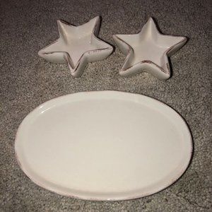 Pottery Barn Star Salt And Pepper‎ Tray 3 pc. Set